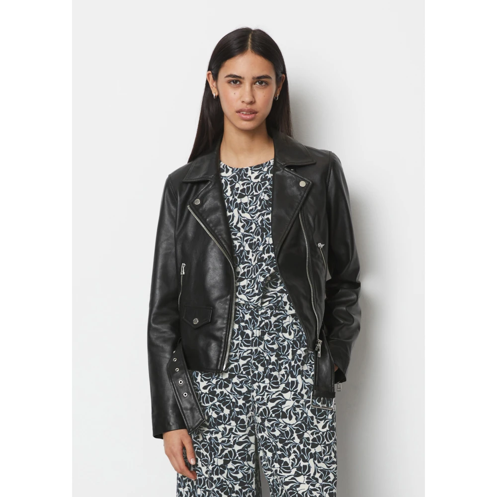 Marc O'Polo Biker leren jas regular Black Dames