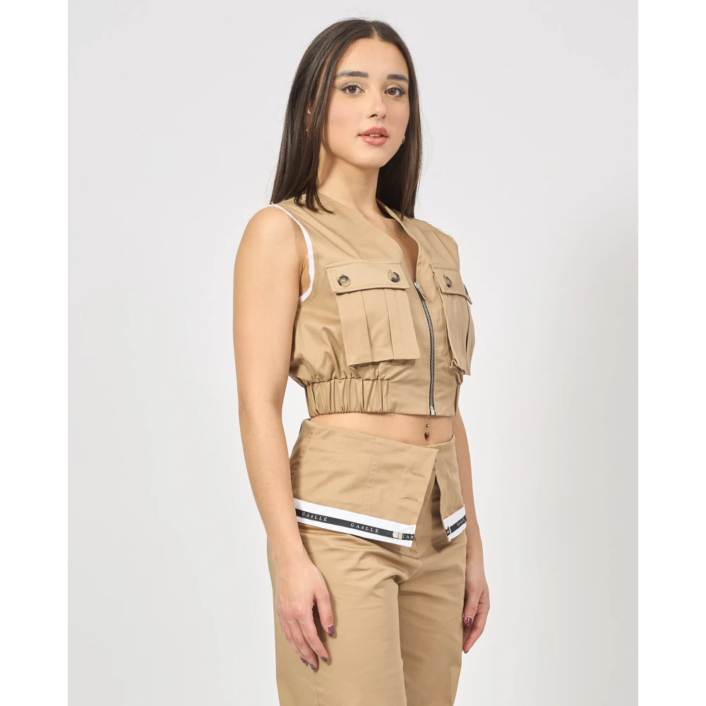 Gaëlle Paris Beige T-shirts en Polos Fullzip Model Beige Dames