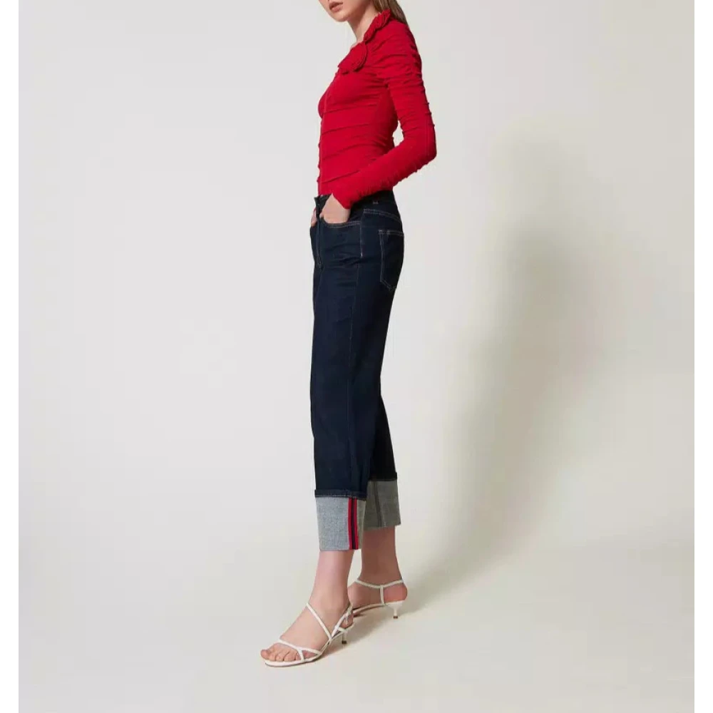 Twinset Jeans met omgeslagen zoom Black Dames
