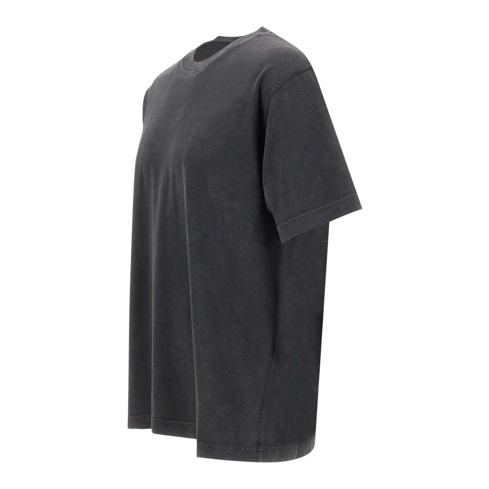 closed Zwarte Katoenen T-shirt met Steen Gewassen Black Heren