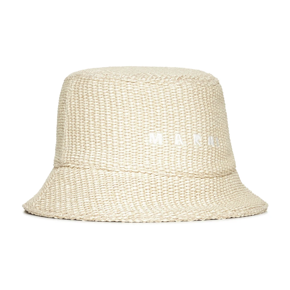 Marni Geborduurde emmerhoed met vlechtdesign Beige Dames