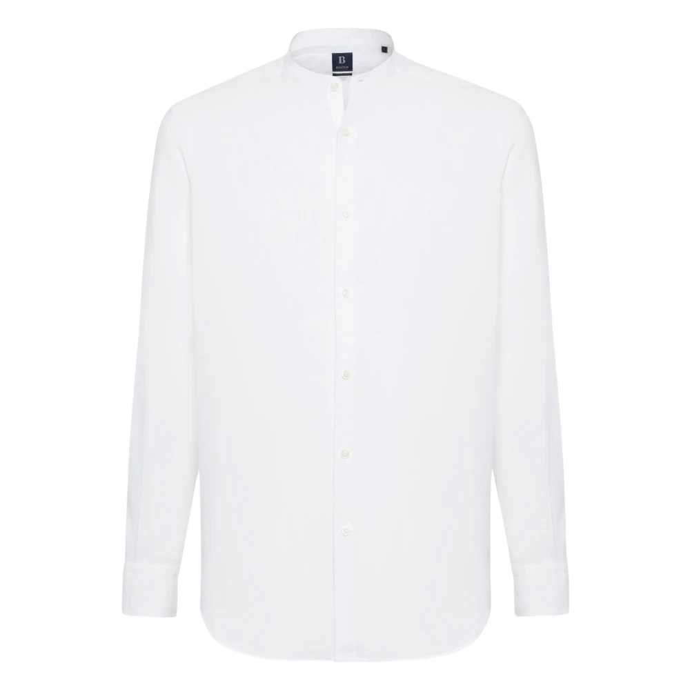 Boggi Milano Linen Kor Kraag Overhemd Regular Fit White Heren