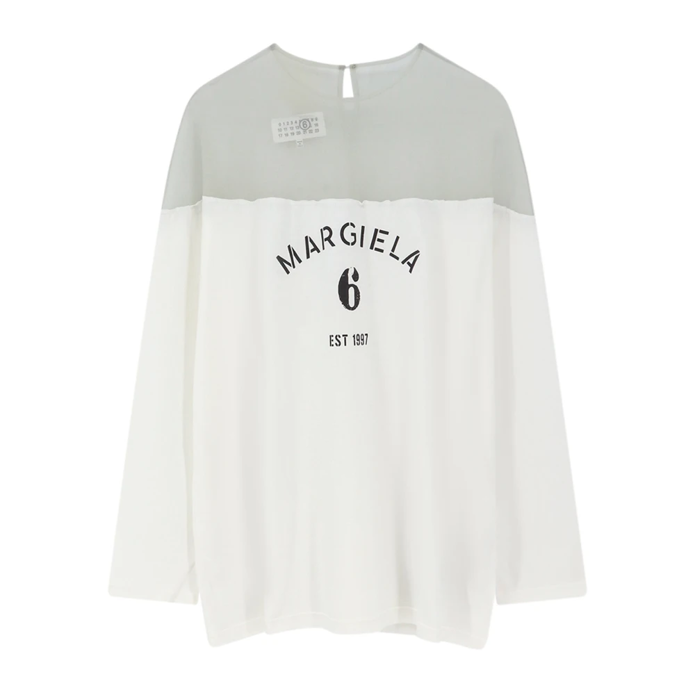 Mm6 Maison Margiela Women's White Sweatshirts, M, Mannequin Print Jersey Top