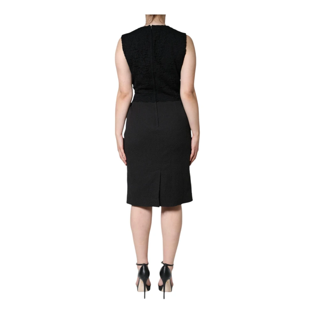 Dolce & Gabbana Zwarte Sheath Jurk met Ritssluiting Black Dames