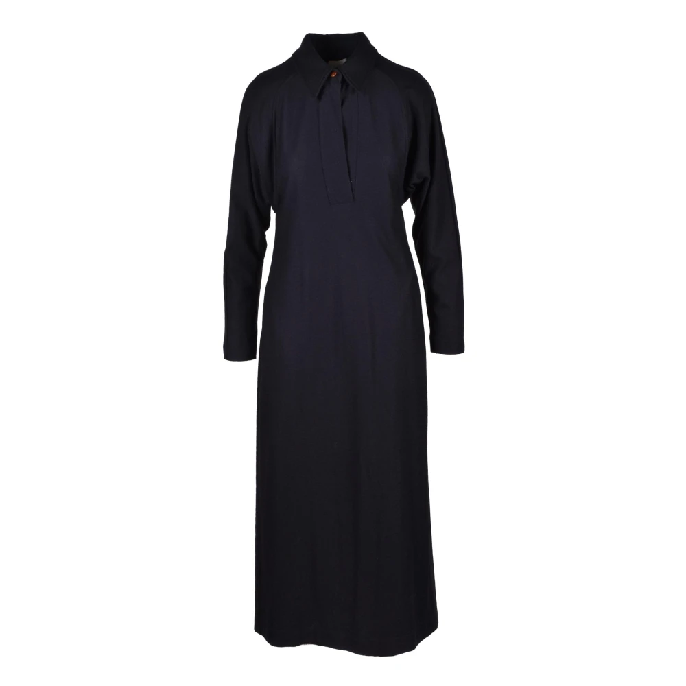 Alysi Katoen Viscose Jurk Black Dames