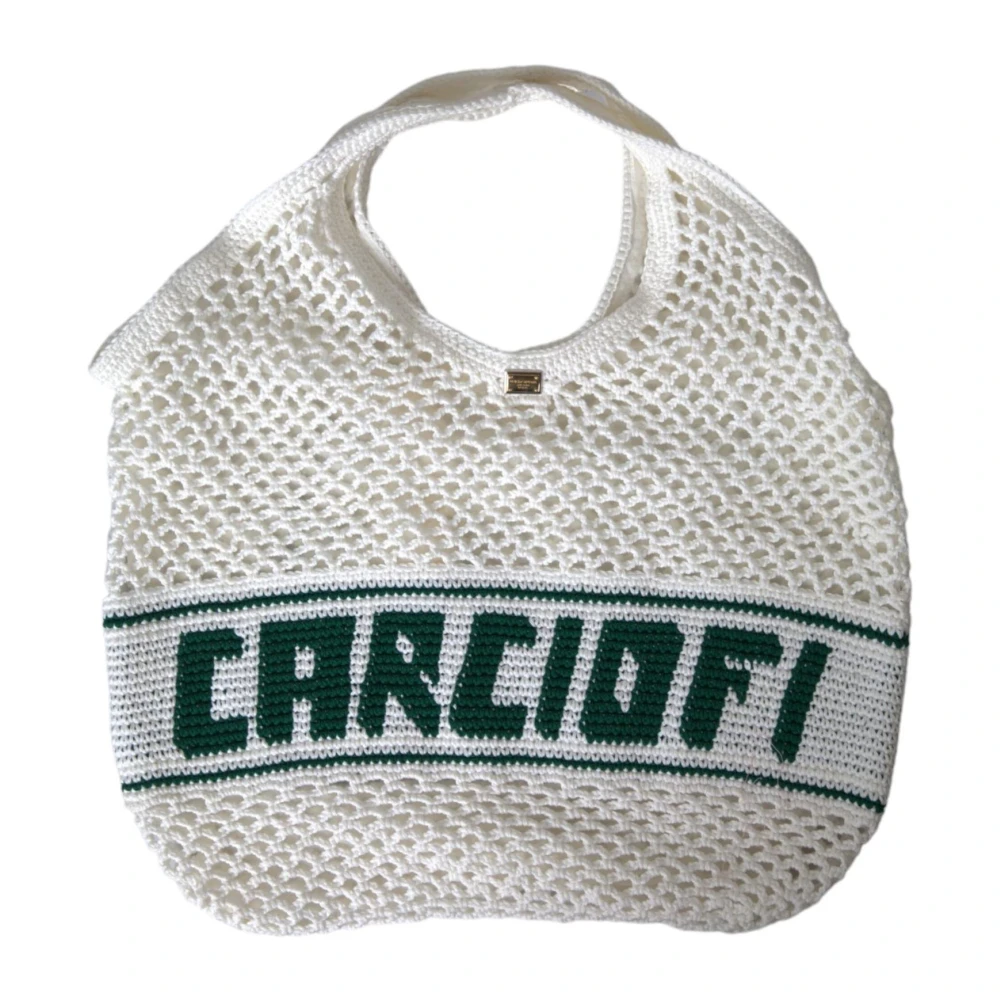 Dolce & Gabbana Women's White Cotton Logo Shopping Tote Bag