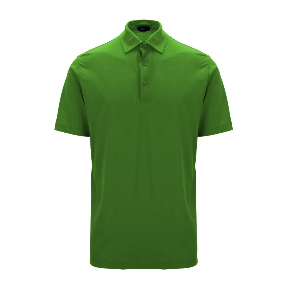 Herno Mannelijk Groente Tops Heren, Groen, L, Katoen, Heren Knoopolo Shirt