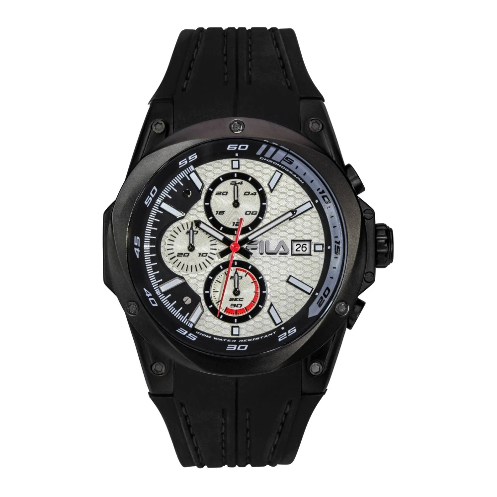 Fila Men's Black Watch Filastyle 51 Mm Chronograph Bracelet Silicone 38-823 - Watches - One Size - Accessories