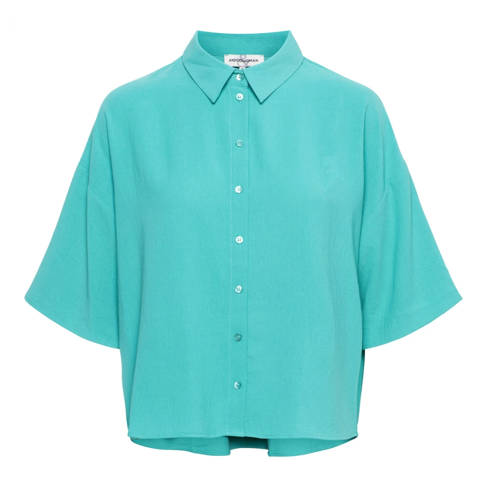 &Co Woman Blouse met Korte Mouwen Blue Dames