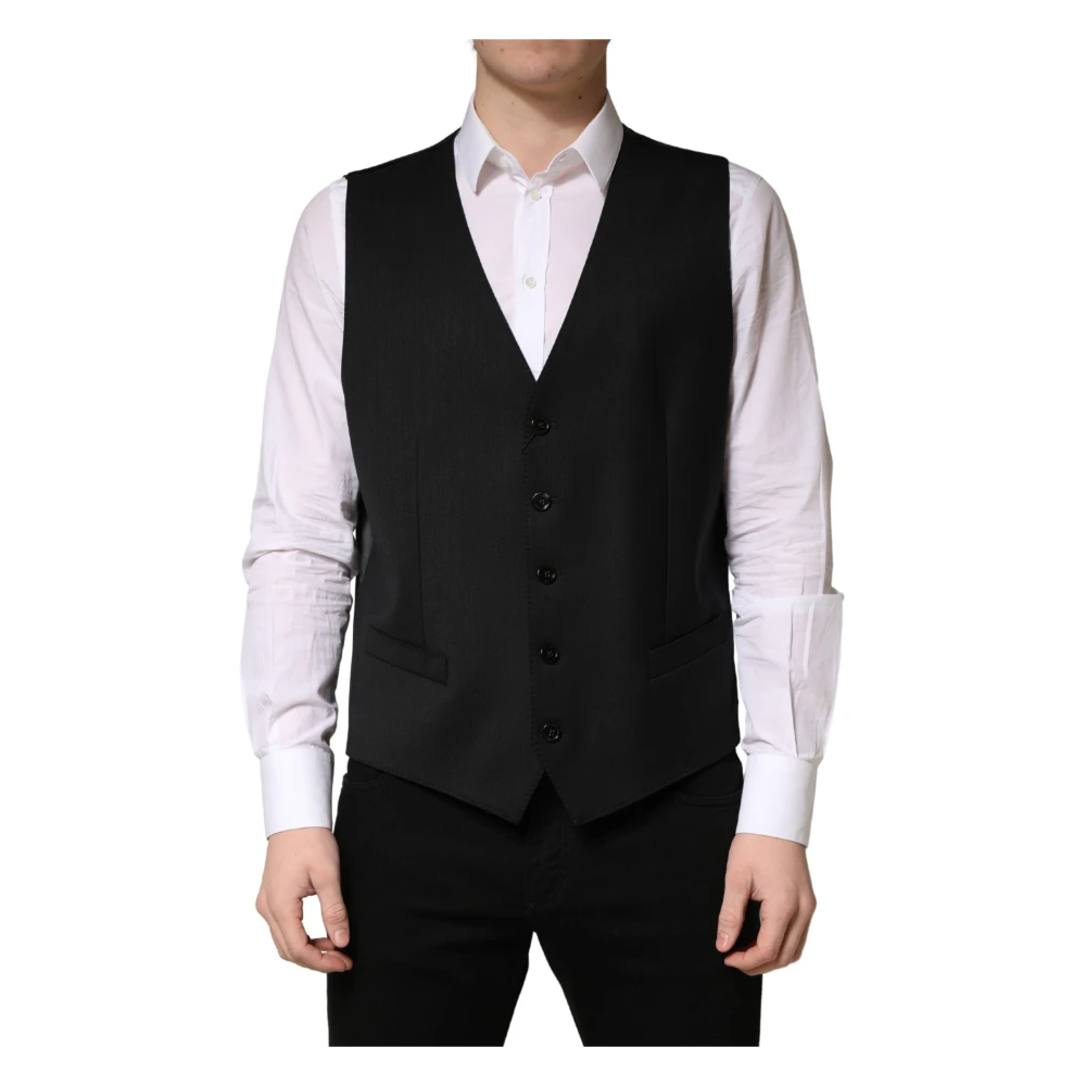 Dolce & Gabbana Men's Black Single Breasted Waistcoat - Waistcoats - M - Suits
