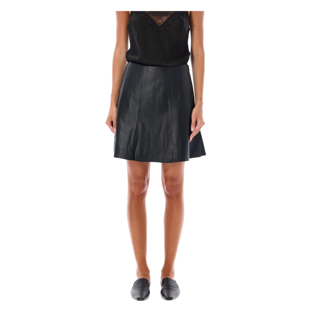 By Malene Birger Svart Läder Mini Kjol Aw24 Black, Dam