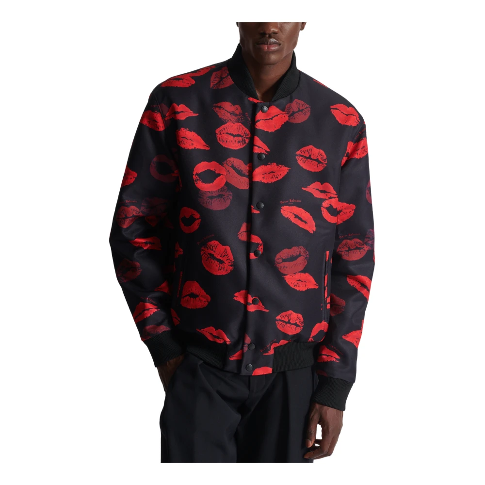Balmain Omkeerbare bomberjack in effen en Kiss-print nylon Multicolor Heren