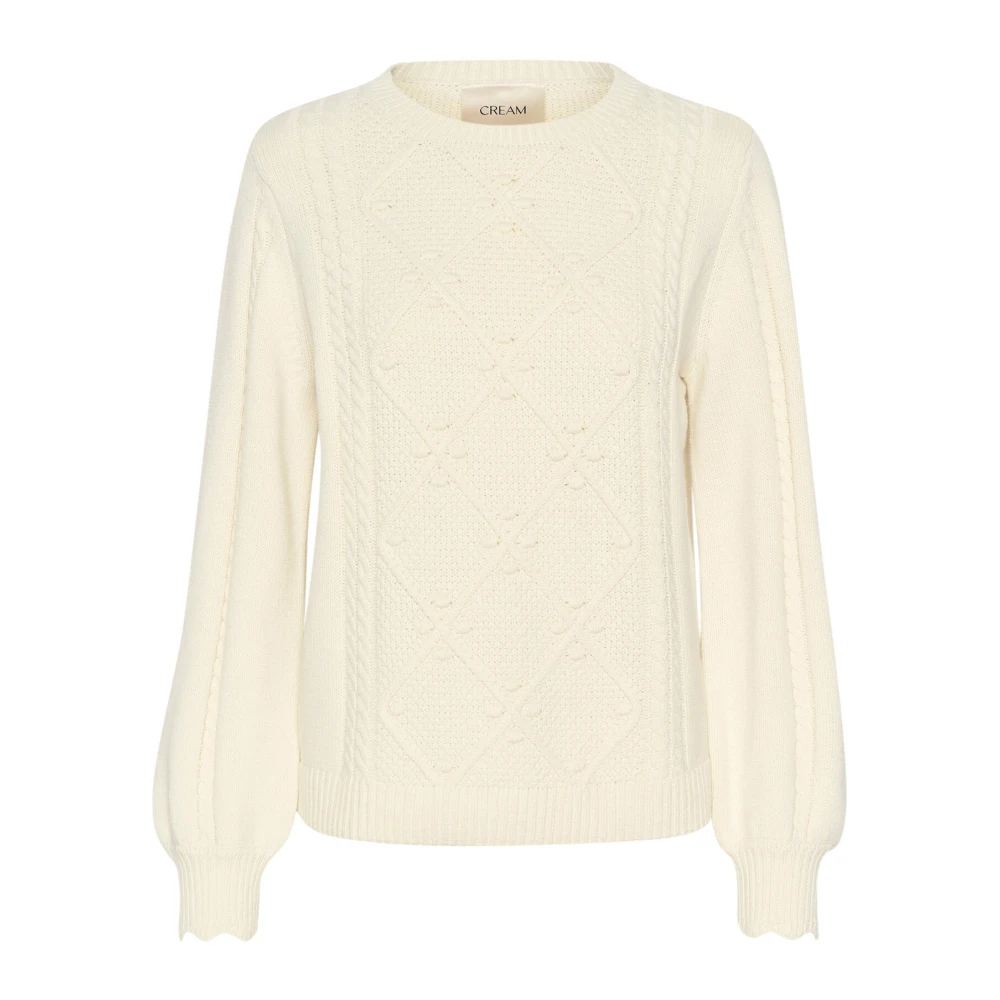 Cream Pofmouw Gebreide Trui Eggnog Beige Dames
