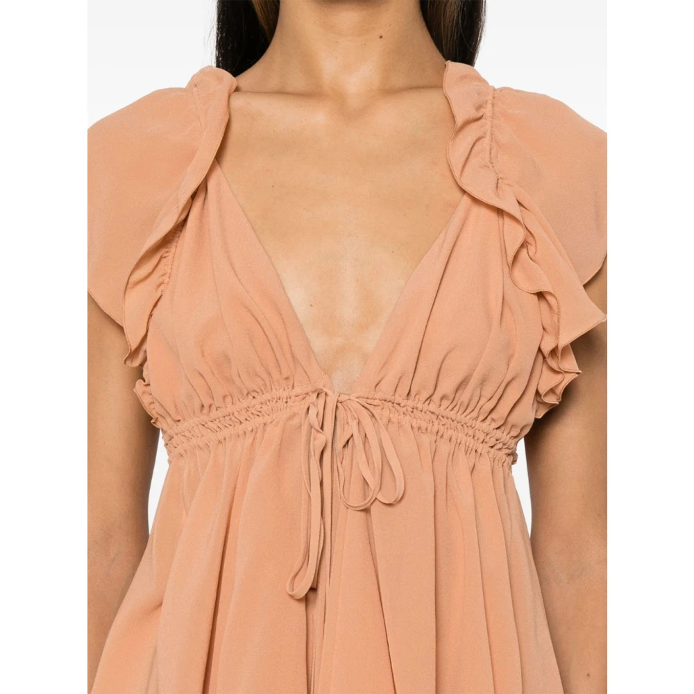Chloé Nude Top met Ruches Beige Dames
