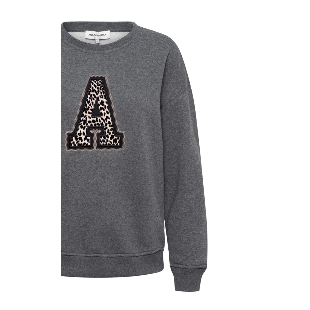 &Co Woman Grijze Sanna Sweater met Artwork Gray Dames