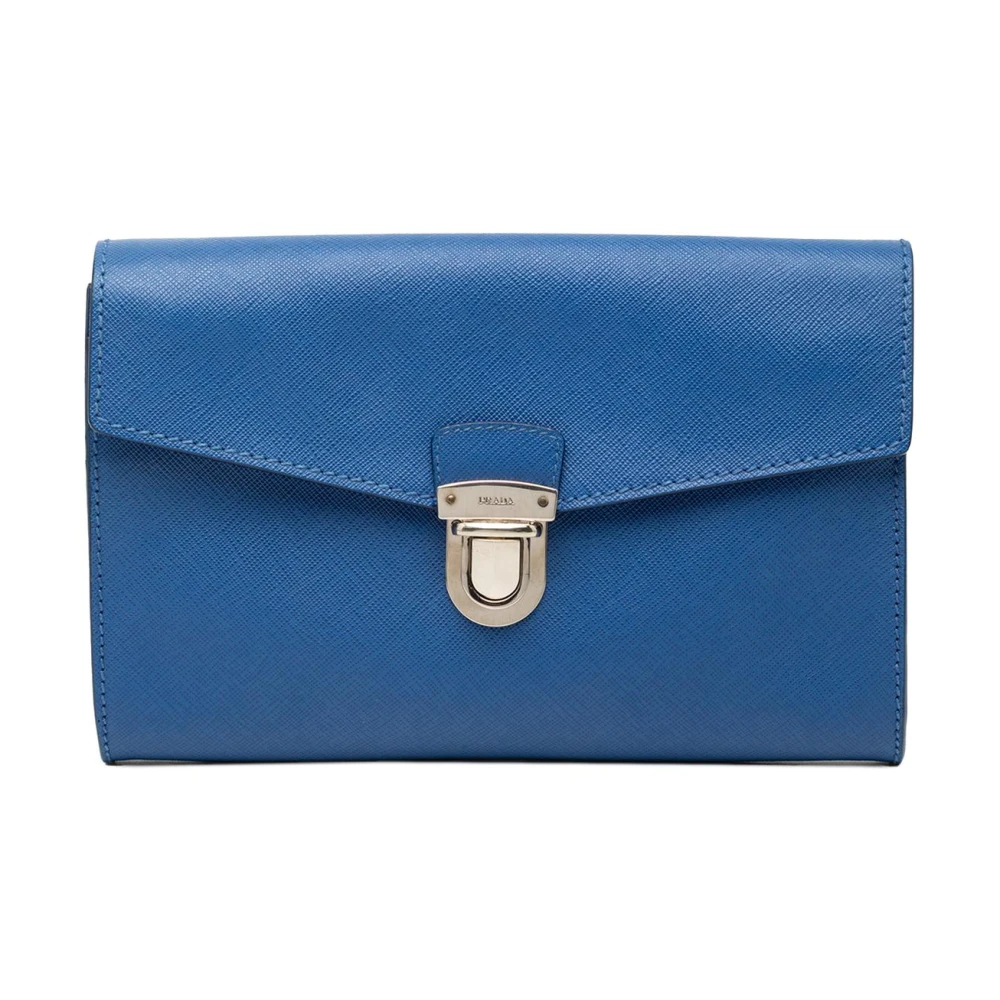 Prada Vintage Women's Blue Pre-Owned Flap Closure Wallet