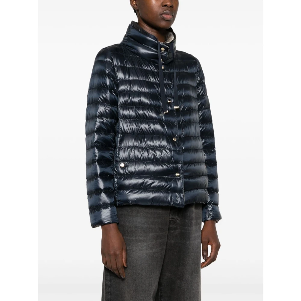 Herno Navy Blauwe Gewatteerde Jas Blue Dames