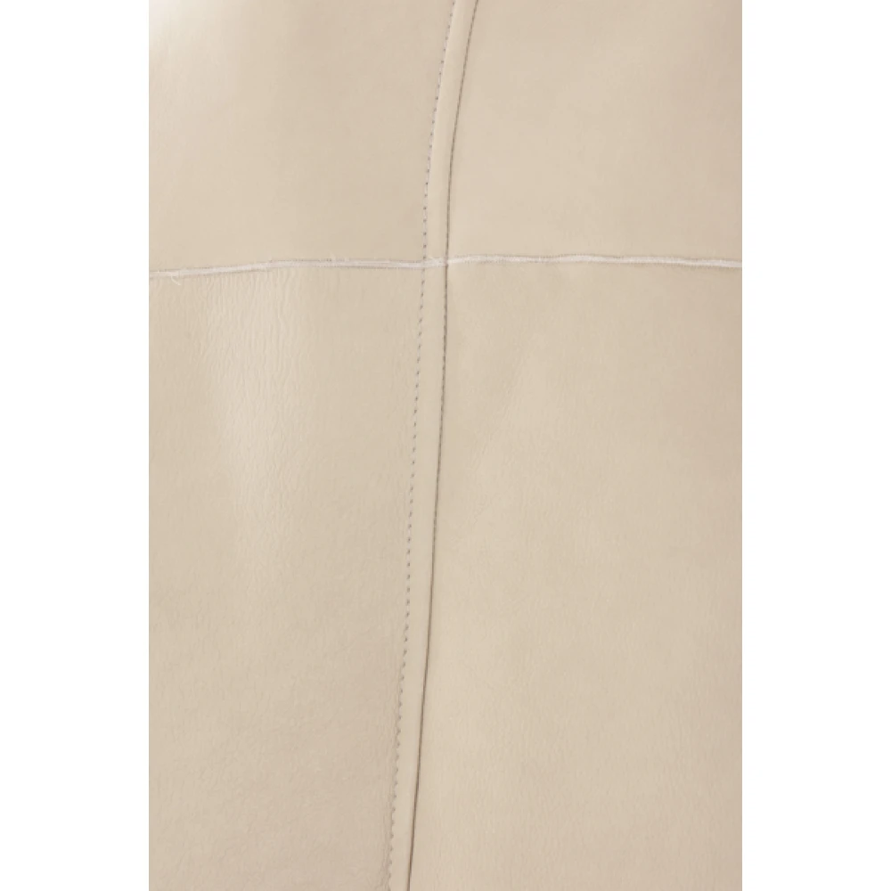 BRUNELLO CUCINELLI Shearling Bikerjack met Geborduurd Detail Beige Dames