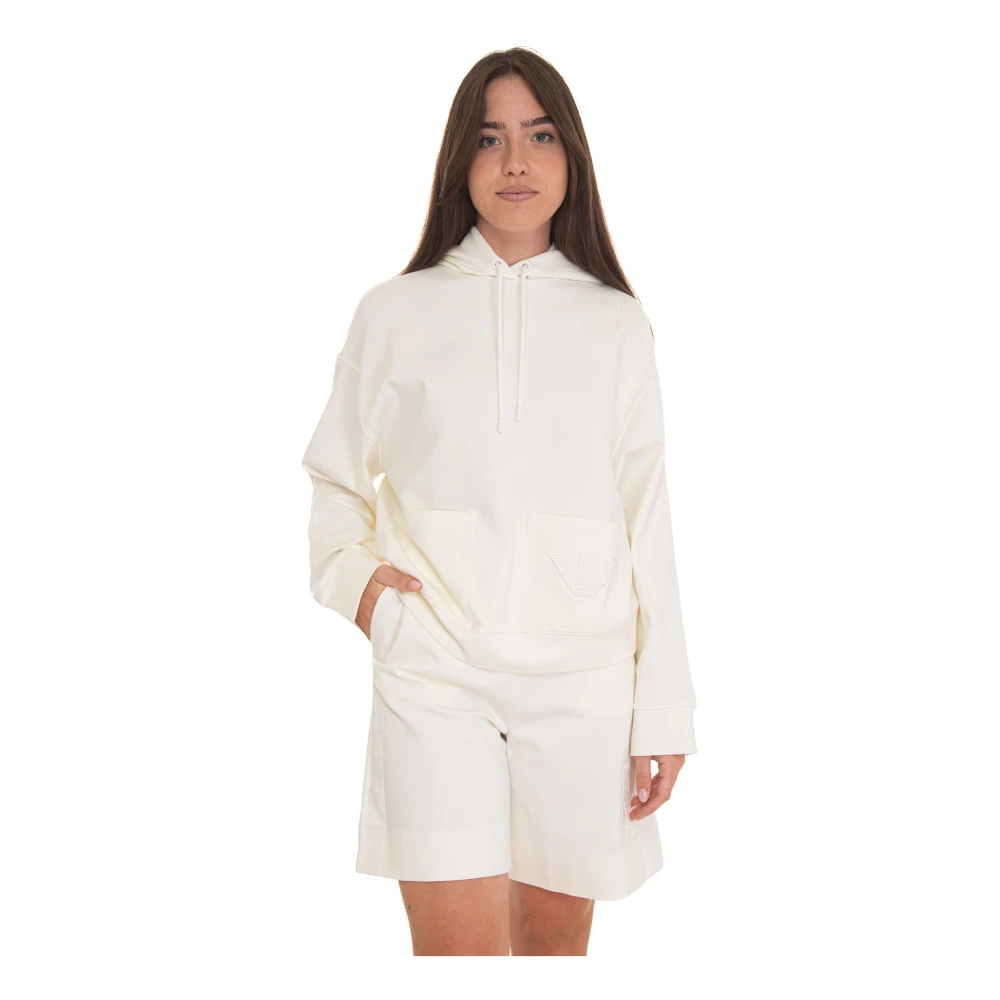 Emporio Armani Hoodie met zakken White Dames
