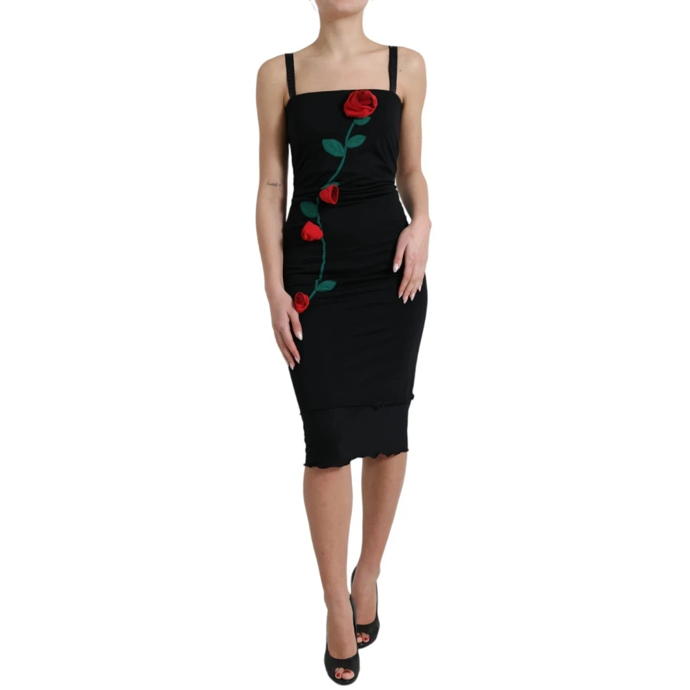 Dolce & Gabbana Donna Nero Sheath Midi Dress