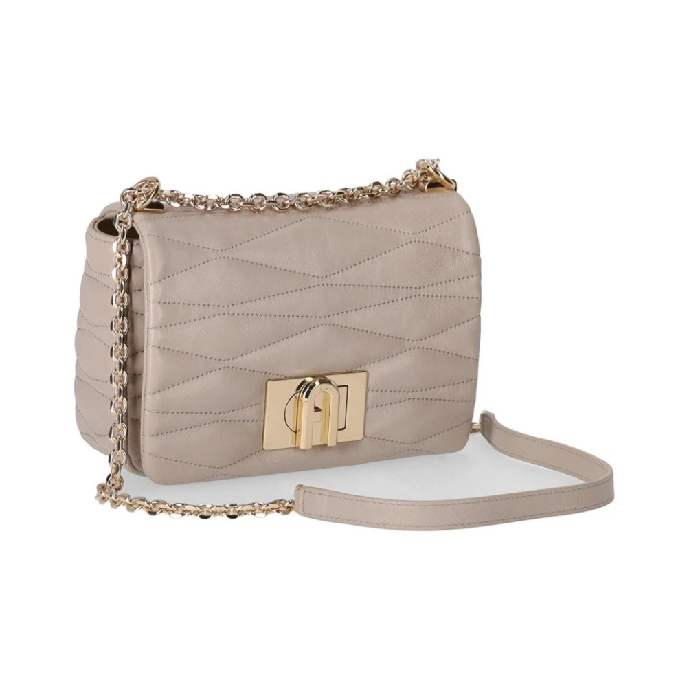 Furla Gewatteerde Vanille Crossbody Tas met Arco Draaislot Beige Dames