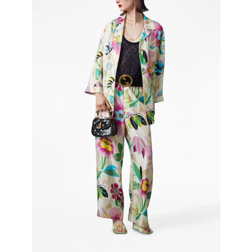 Gucci Zijden Overhemd met Bloemenprint Multicolor Dames