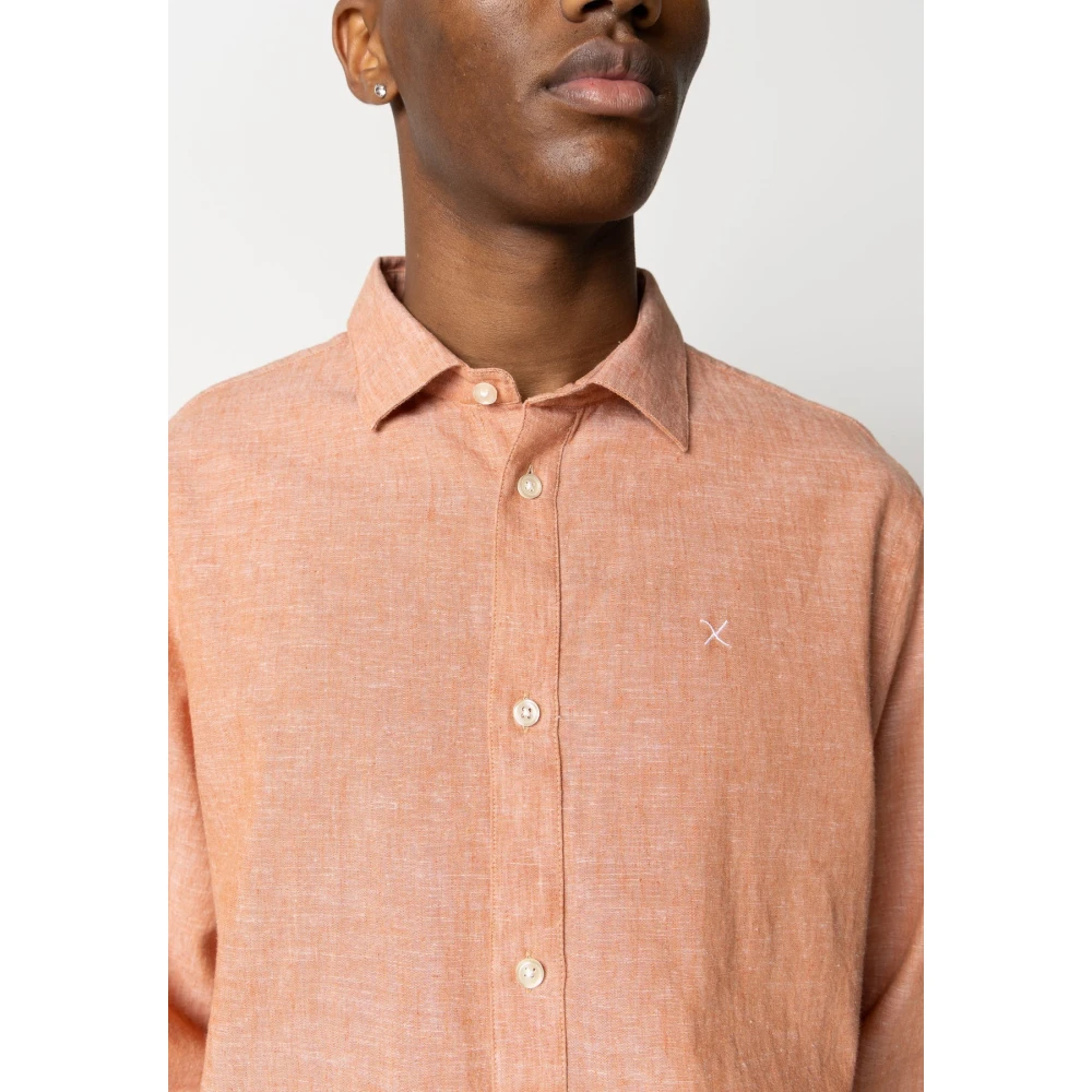 Clean Cut Overhemd- CC Jamie Cotton Linen Shirt L S Orange Heren