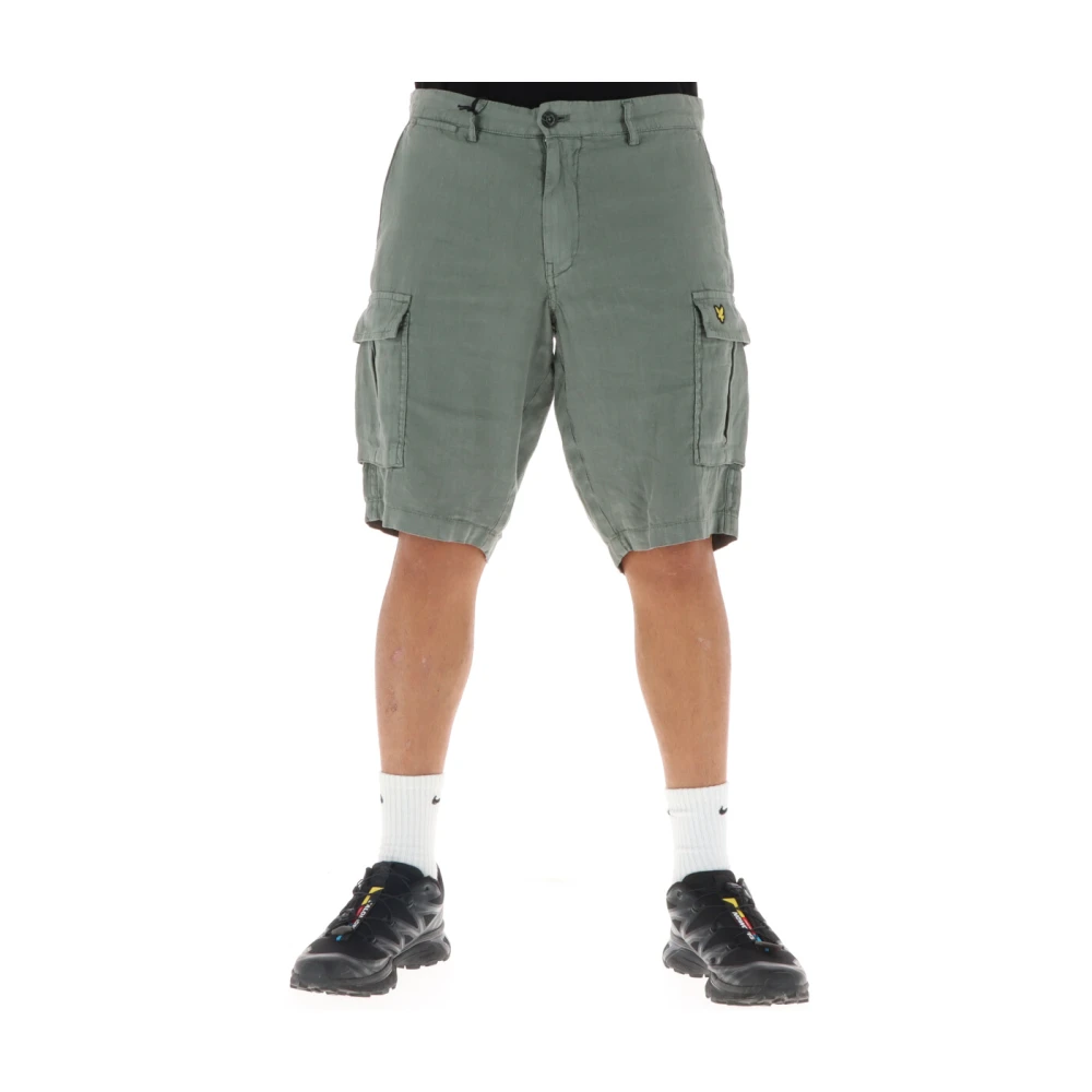 Lyle & Scott Men's Green Linen Trousers - Casual Shorts - W31 - Shorts