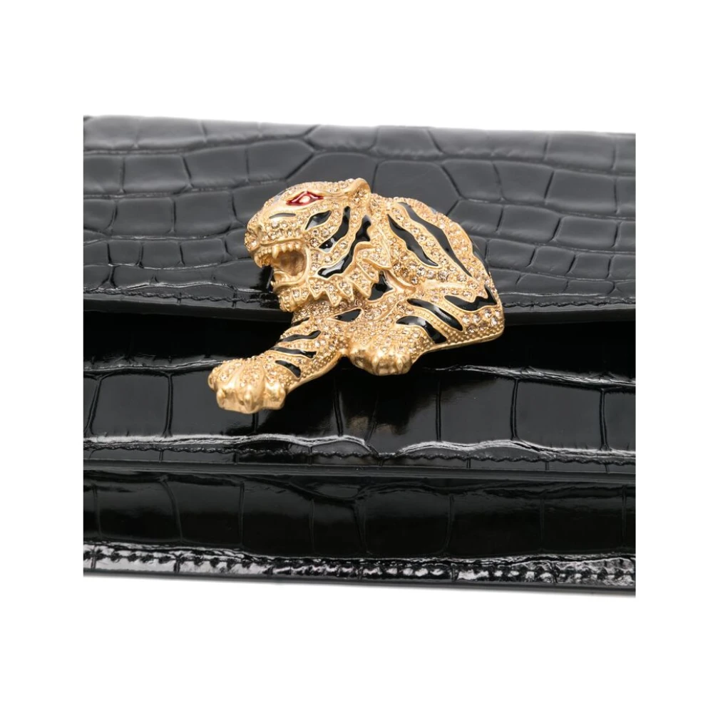 Roberto Cavalli Foldover Schoudertas met Ketting Black Dames