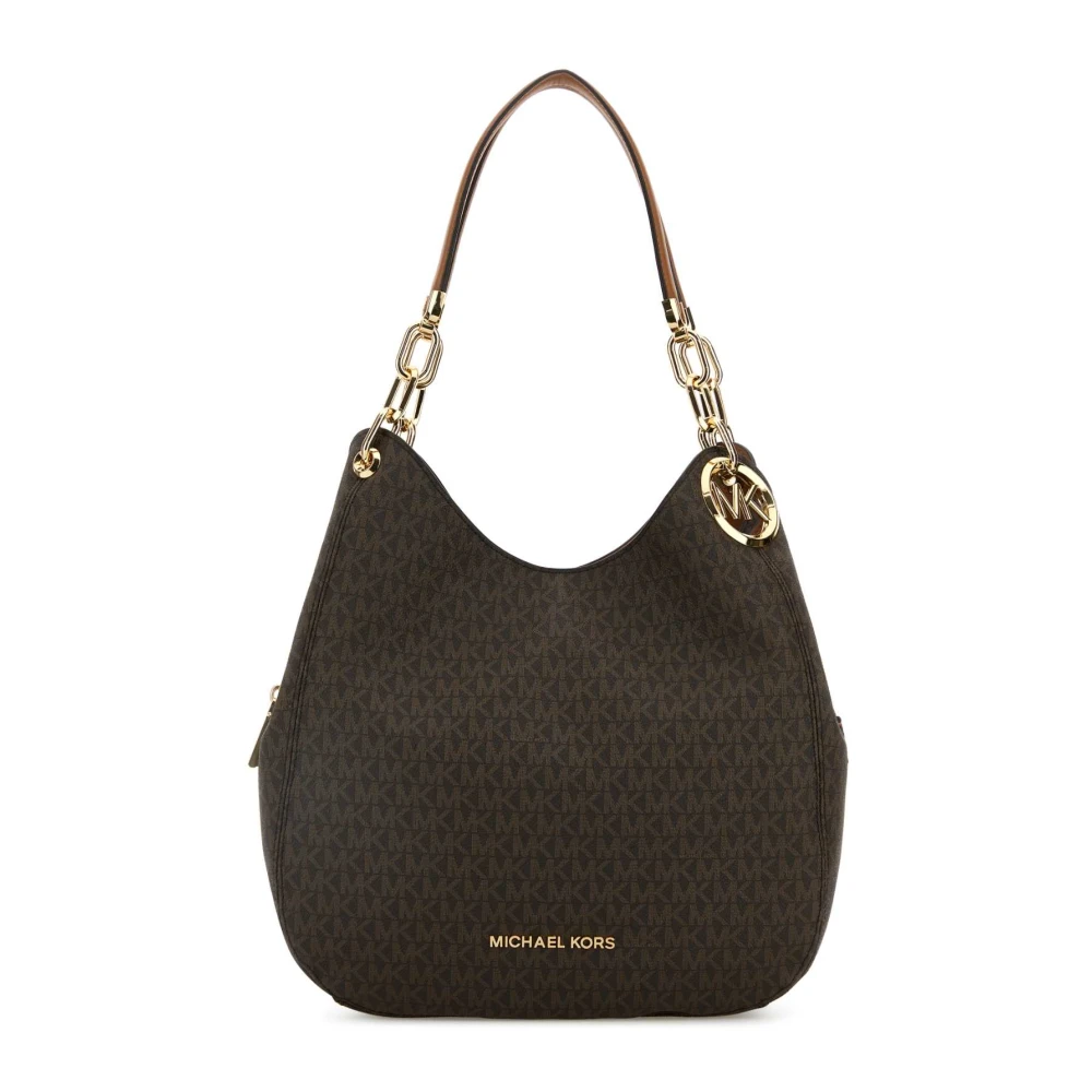 Michael Kors Lillie Large Signature Logo Schoudertas Brown Dames