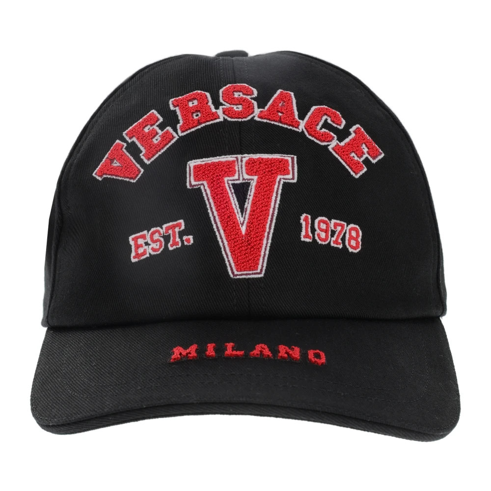 Versace Zwarte Baseballpet Regular Fit 100% Katoen Black Heren