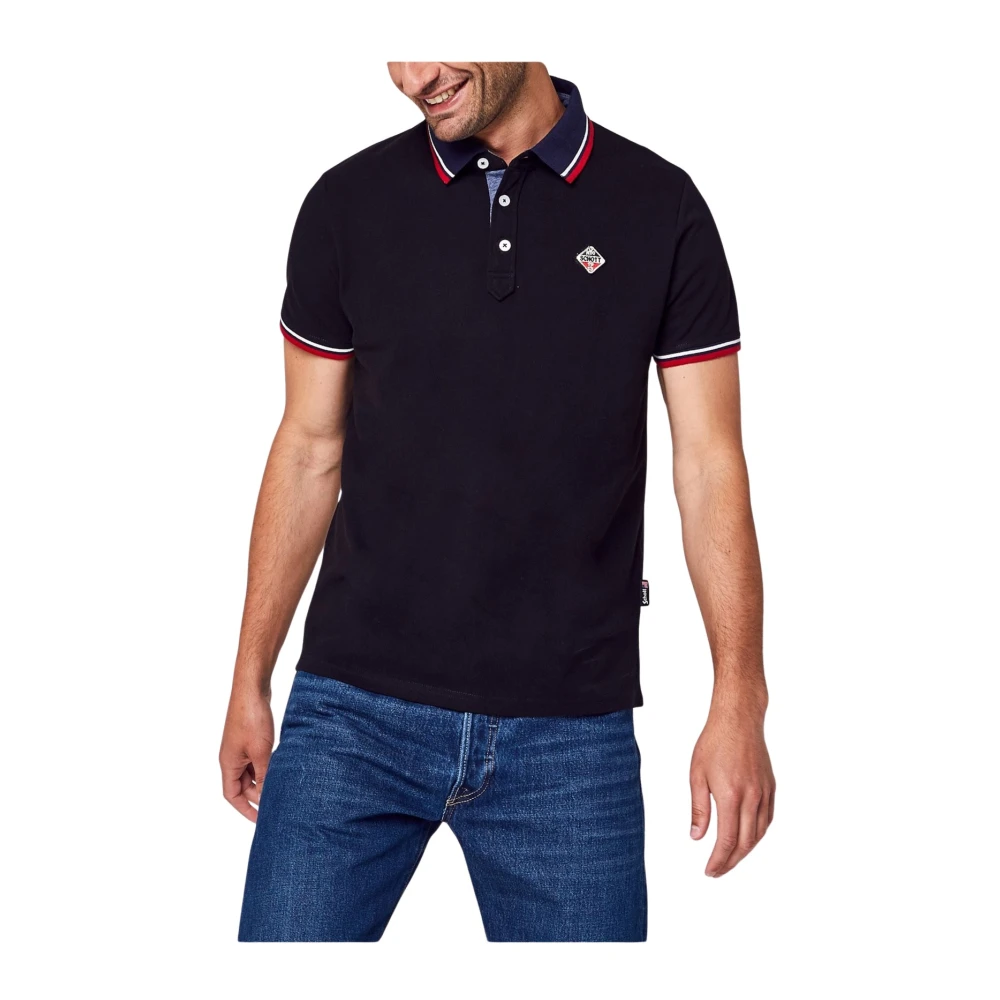 Schott NYC Zwarte Katoenen Polo Met Logo Patch Black Heren