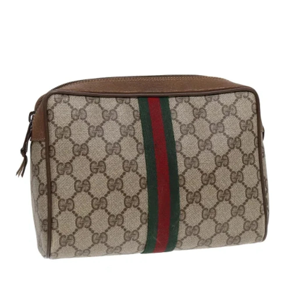 Gucci Vintage Pre-owned Leather clutches Beige Dames