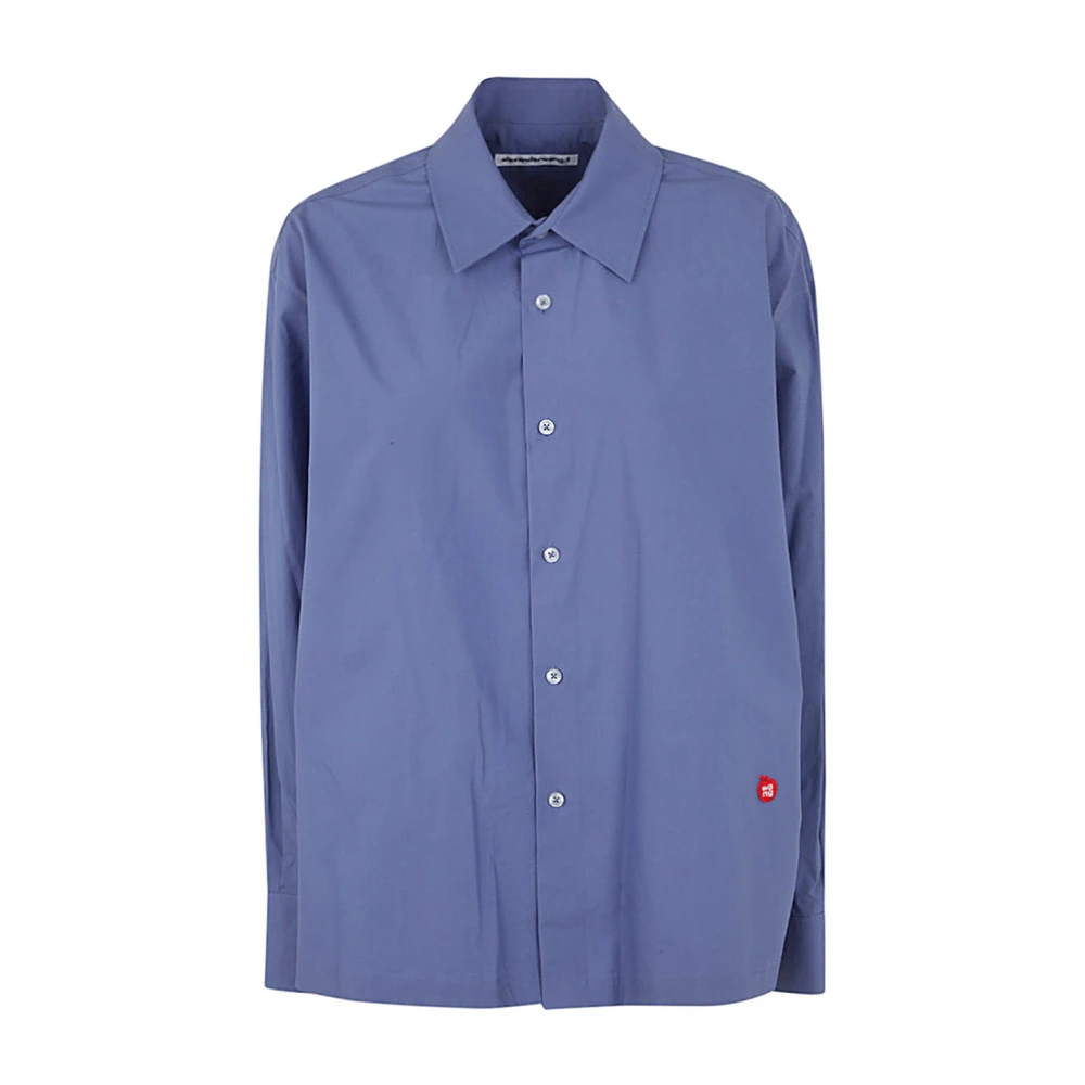 Alexander wang Button Up Overhemd met Logo Apple Patch Blue Dames