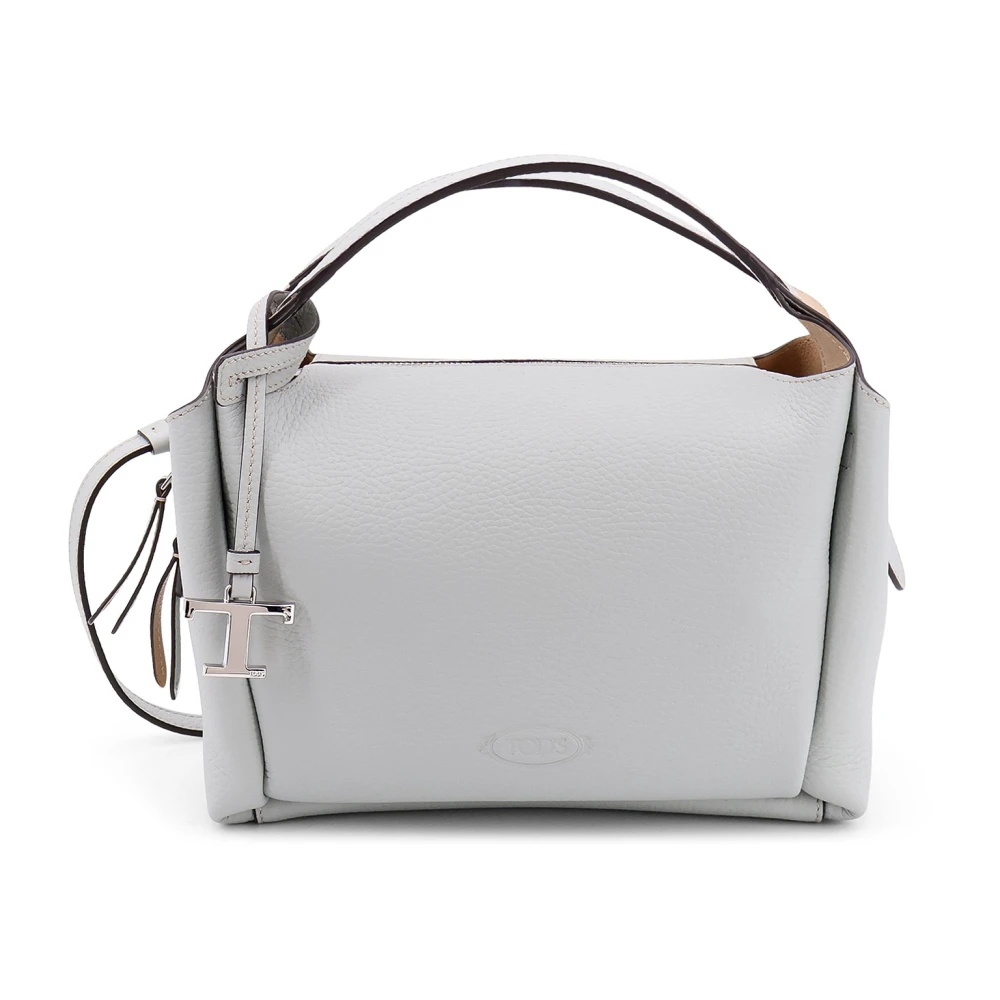 TOD'S Gegraveerde leren handtas met ritssluiting Gray Dames