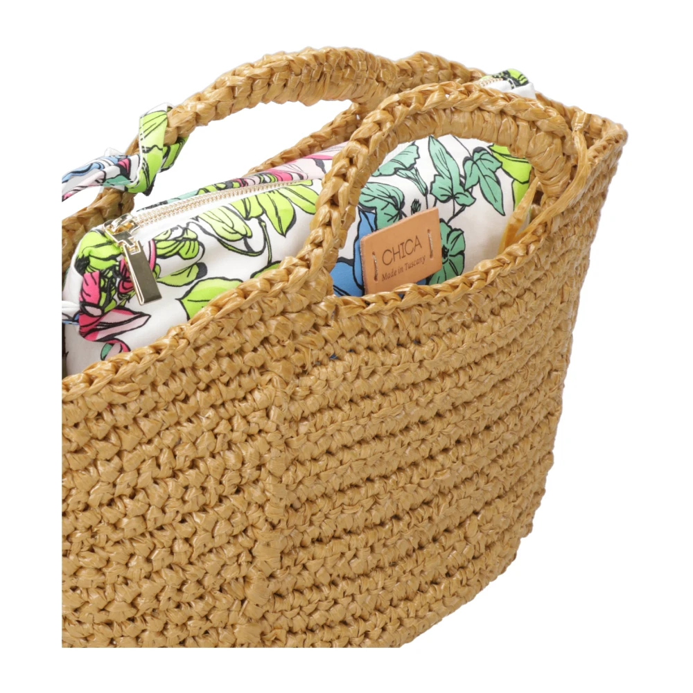 Chica London Raffia Tote met Clutch Beige Dames