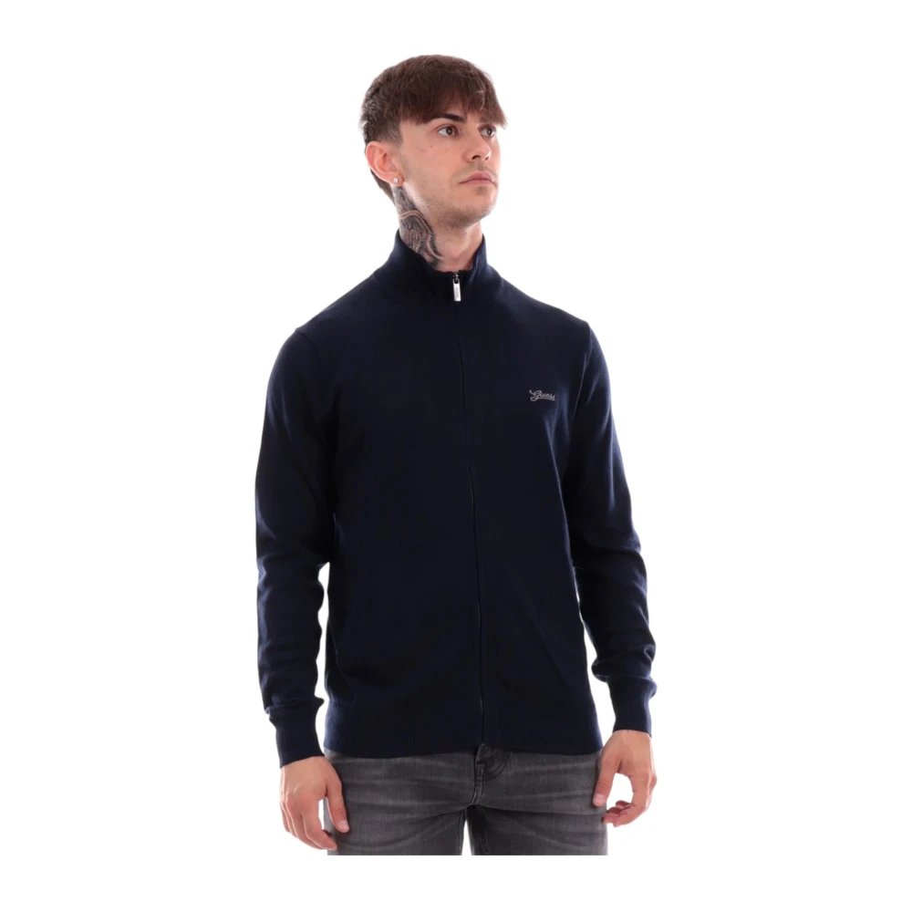 Guess Stijlvolle Gebreide Cardigan voor Vrouwen Blue Heren