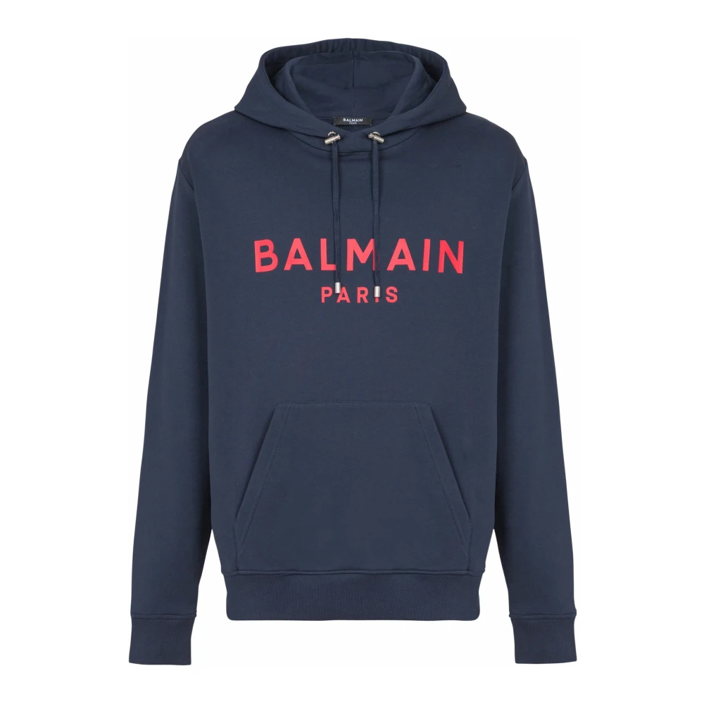 Balmain Blue Printed Paris Hoodie - Male - Hoodies - Xs - Sweatshirts & Hoodies