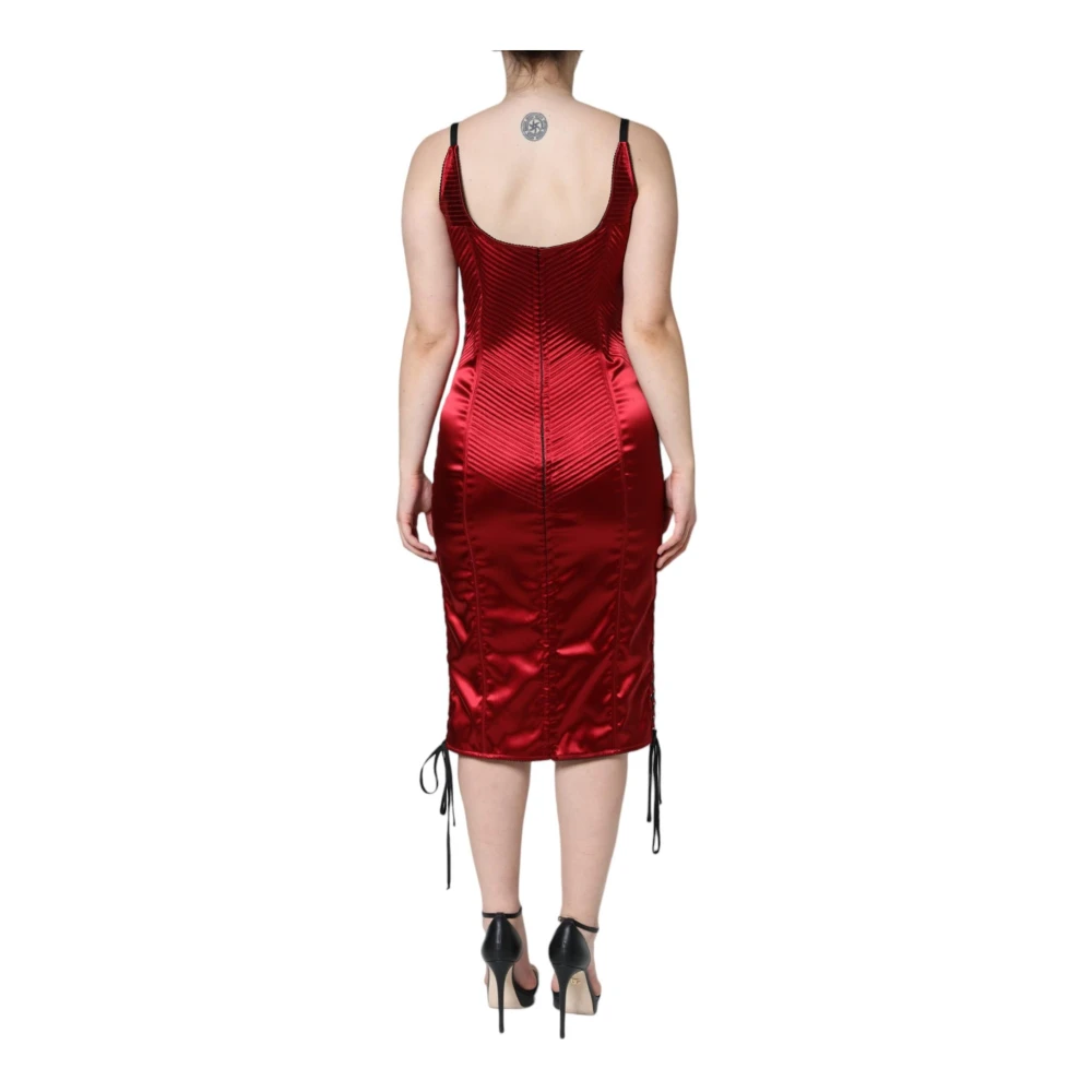 Dolce & Gabbana Rode Kant Bodycon Korset Jurk Red Dames