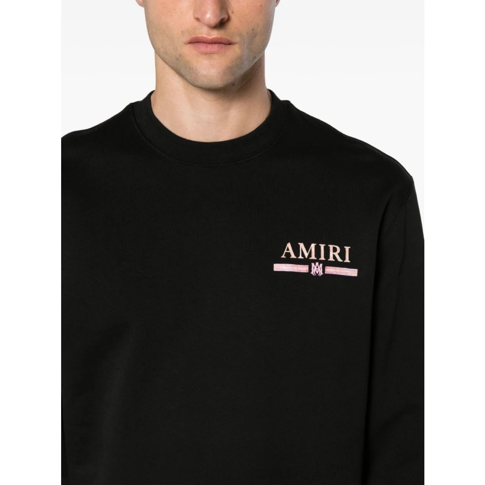 Amiri Zwarte Katoenen Jersey Sweater Watercolor Bar Black Heren