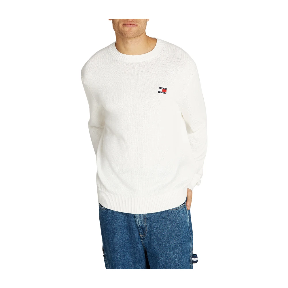 Tommy Jeans Witte Sweater Regular Badge White Heren