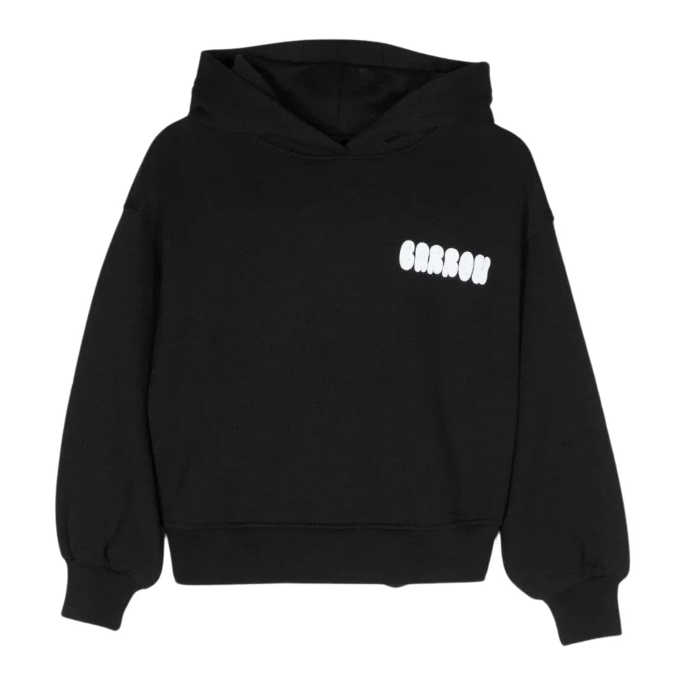 Barrow Svart Cropped Hoodie med Färgglada Tryck Black, Flicka