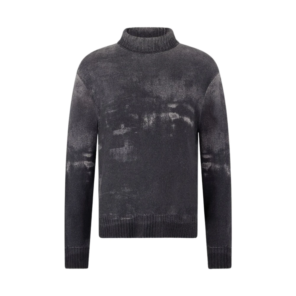 Roberto Cavalli Men's Black Gradient Wool Jumper High Neck - Turtlenecks - S - Knitwear