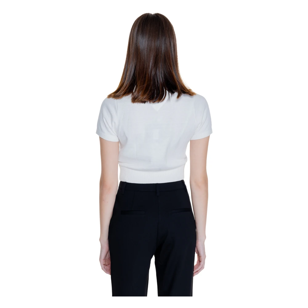 Tommy Jeans Wit Gebreide Trui Korte Mouw Ronde Hals White Dames