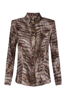 Satin Skjorta med Alligatorprint