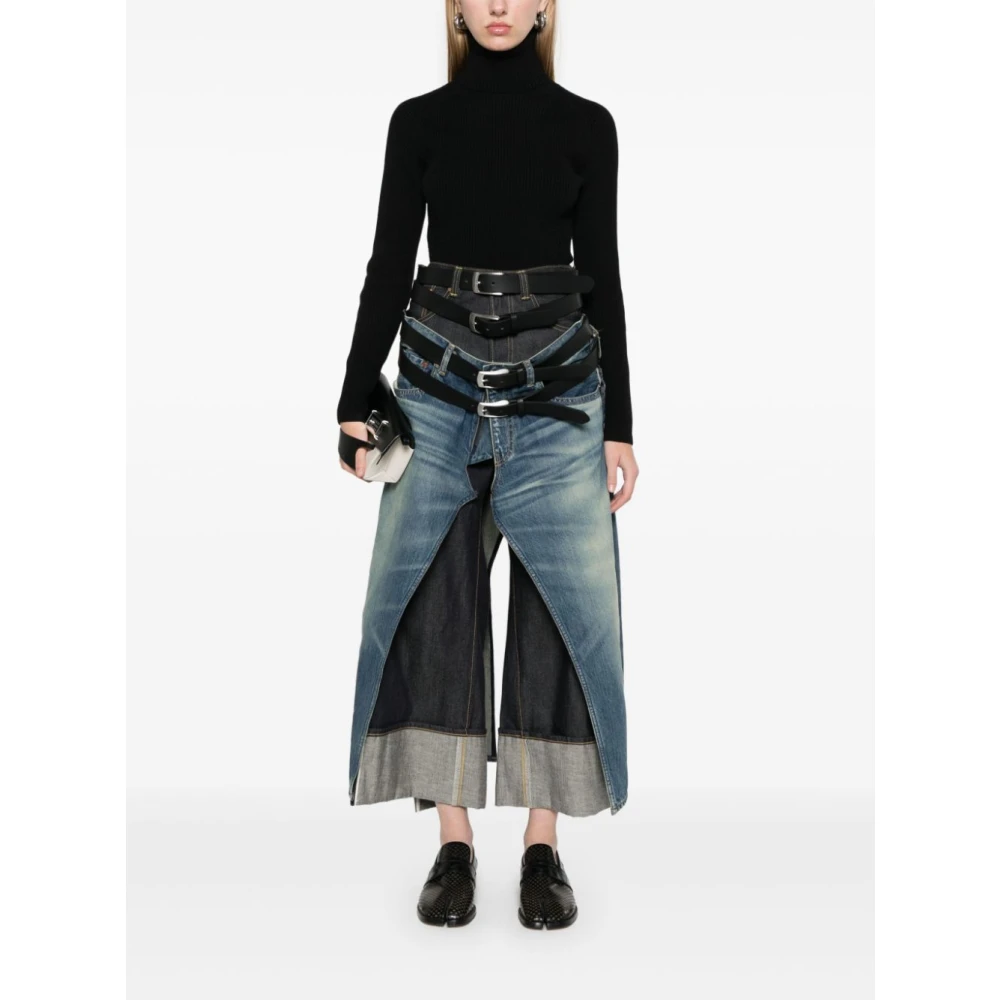 Junya Watanabe Zwart Geribbelde Coltrui Sweater Black Dames