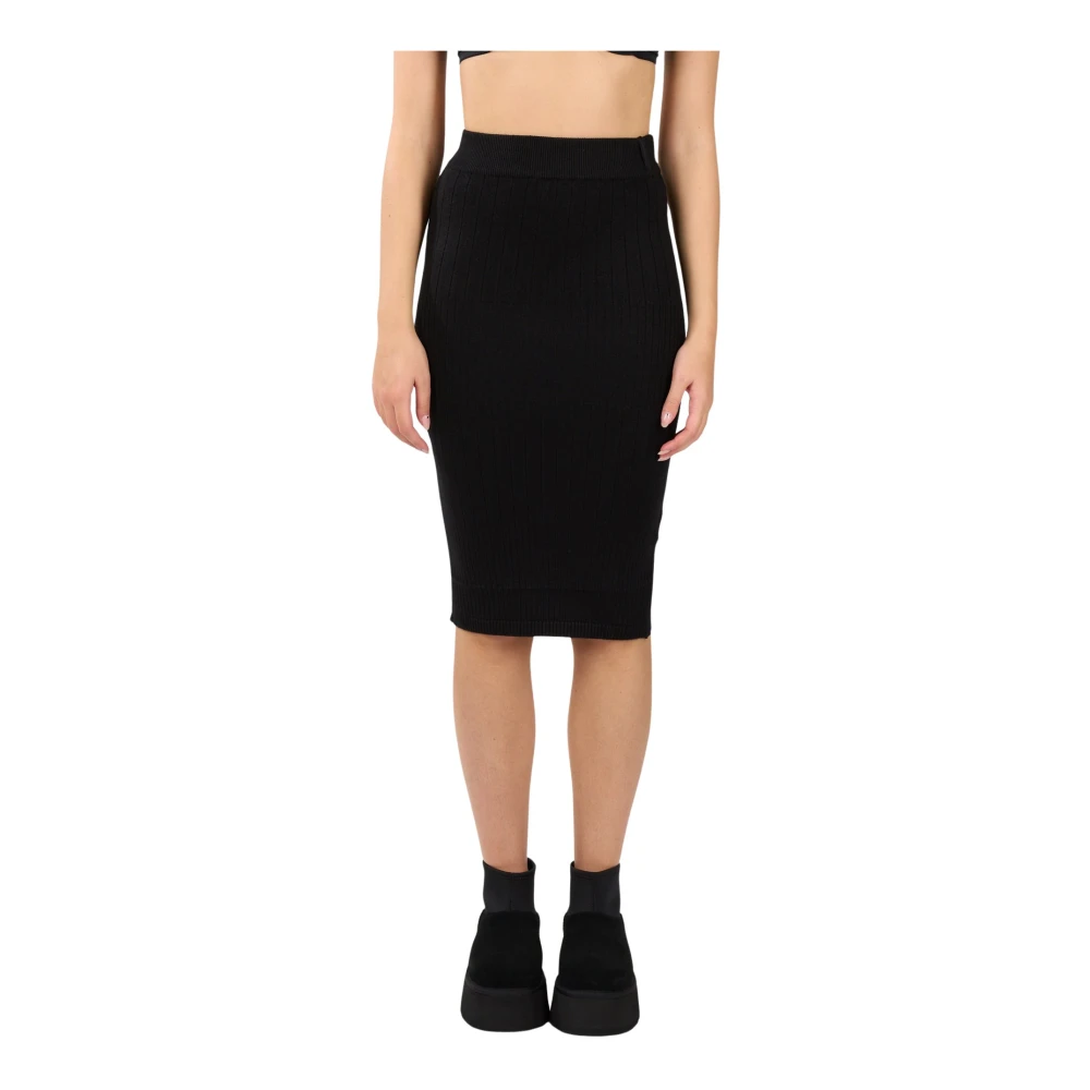 Hinnominate Geribbelde Midi Jurk in Mos Black Dames