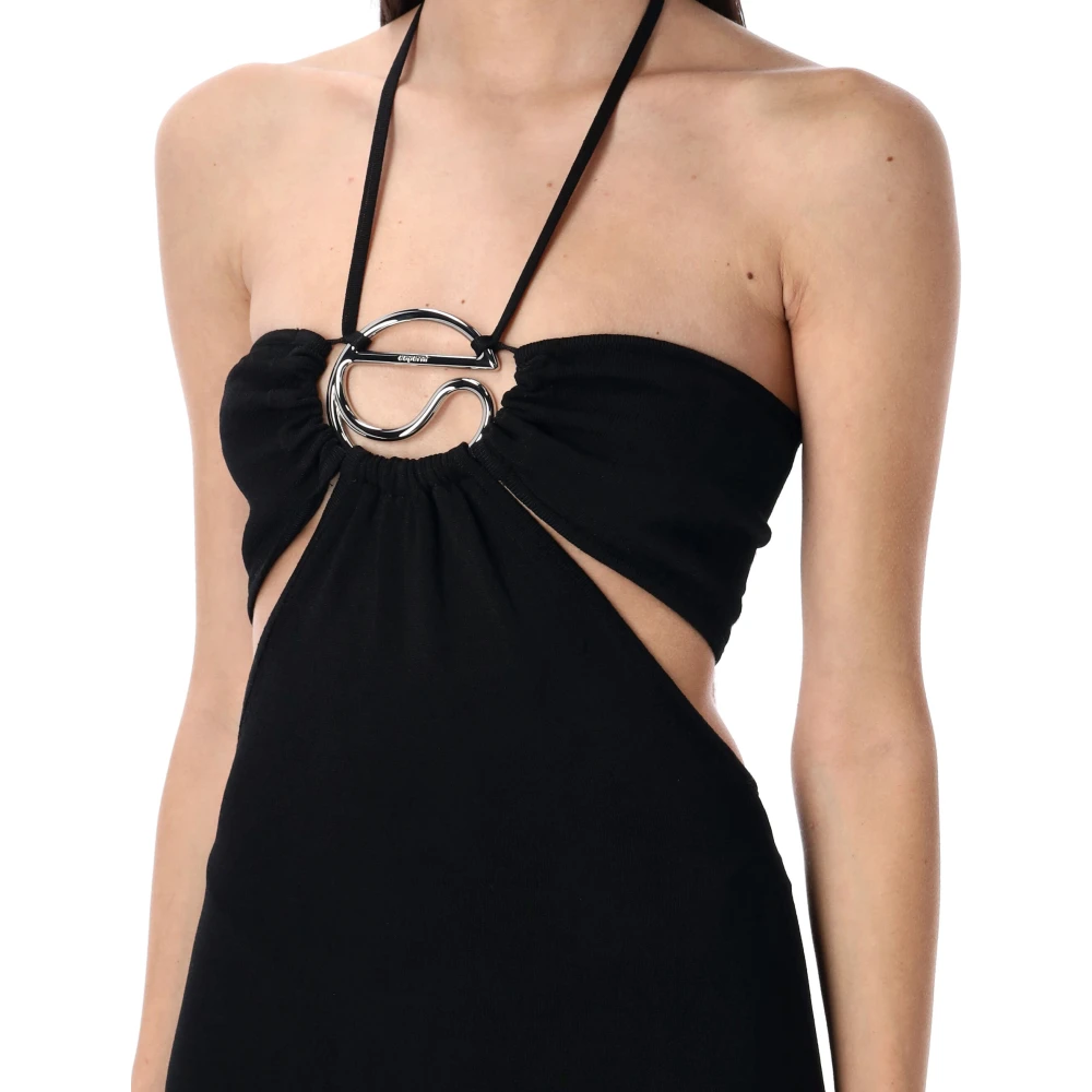 Coperni Zwarte Gebreide Halter Lange Jurk Black Dames