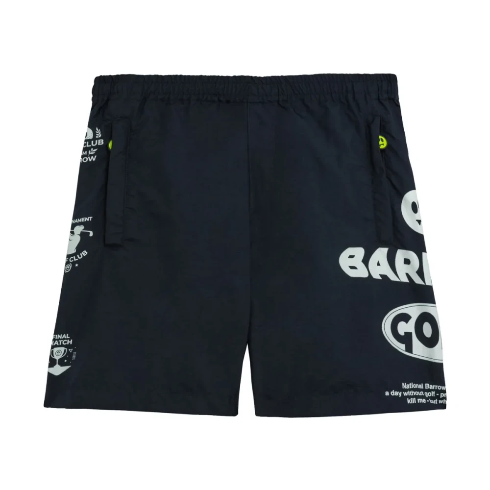 Barrow Blauwe Nylon Shorts Zijprint Blue Heren