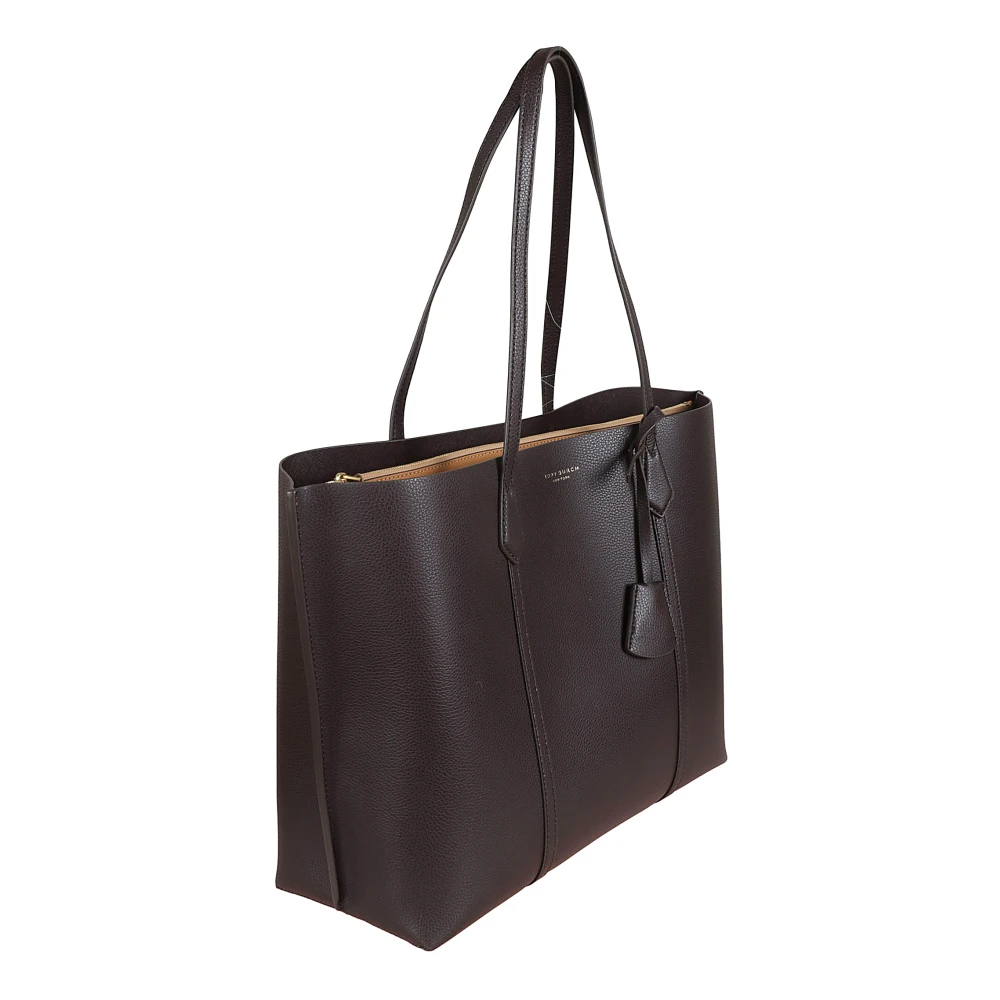 TORY BURCH Bordeaux Hammered Leather Shopping Bag Brown Dames